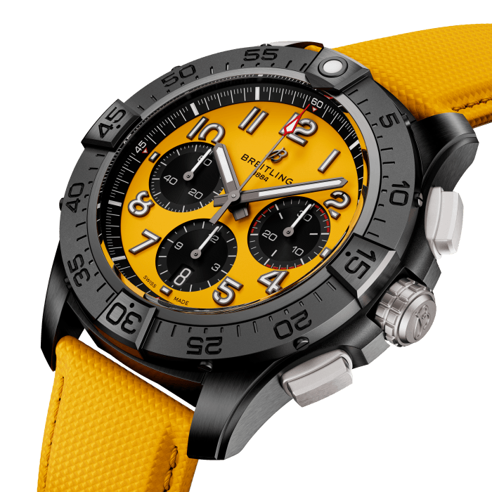 Breitling Avenger B01 Chronograph 44mm Night Mission Watch with Yellow Dial